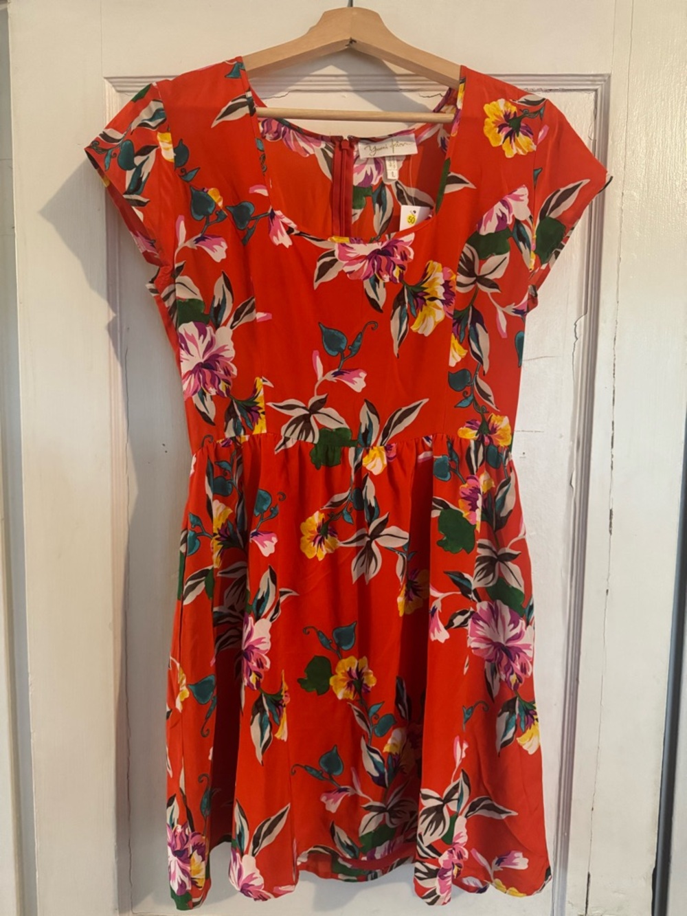 Yumi Kim Orange Floral Scoop-Neck Dress